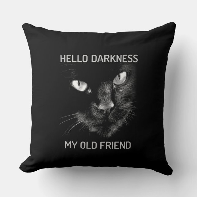 Hello Darkness My Old Friend Cat - Version 2 Cushion (Front)