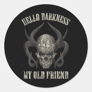 Hello Darkness My Old Friend Demon Skull Horn Hall Classic Round Sticker