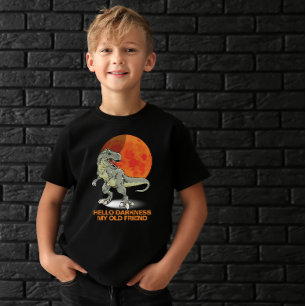 Hello Darkness My Old Friend Dinosaur Sun Orange  T-Shirt