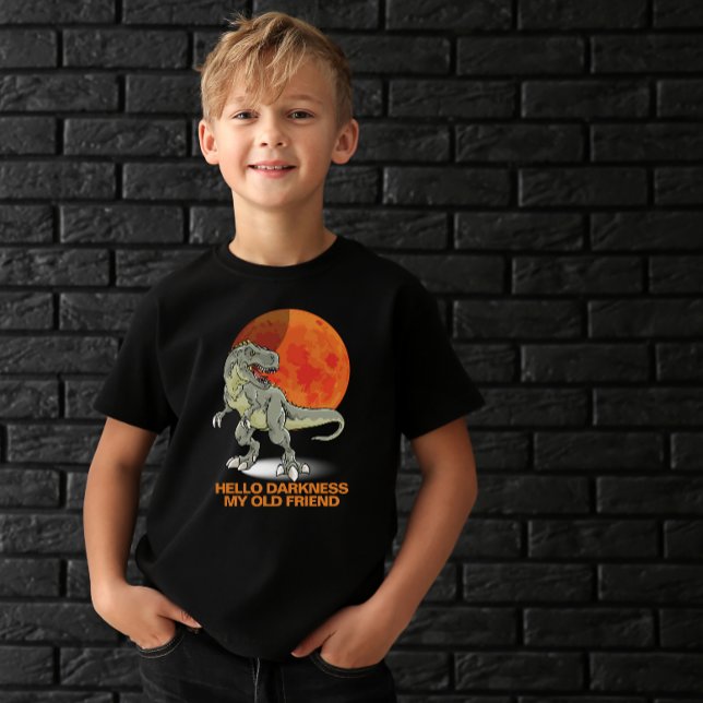 Hello Darkness My Old Friend Dinosaur Sun Orange  T-Shirt (hello darkness my old friend kids t-shirt)