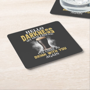 Hello Darkness My Old Friend Square Paper Coaster
