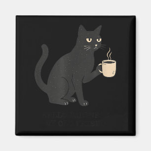 Hello Darkness Old Friend Cat And Coffee Halloween Magnet