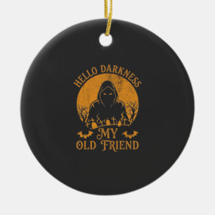 Hello Darkness Old Friend Reaper Orange Moon Grave Ceramic Ornament