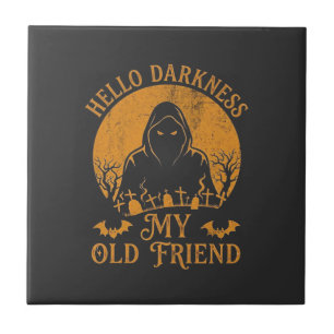 Hello Darkness Old Friend Reaper Orange Moon Grave Ceramic Tile