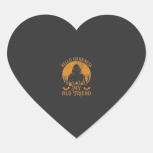 Hello Darkness Old Friend Reaper Orange Moon Grave Heart Sticker