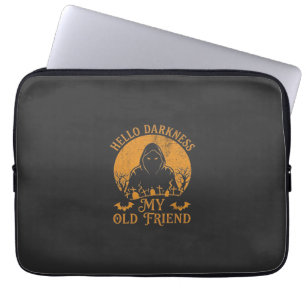 Hello Darkness Old Friend Reaper Orange Moon Grave Laptop Sleeve