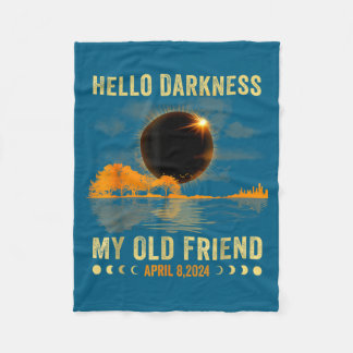 Hello Darkness Solar Eclipse April Illustration Fleece Blanket