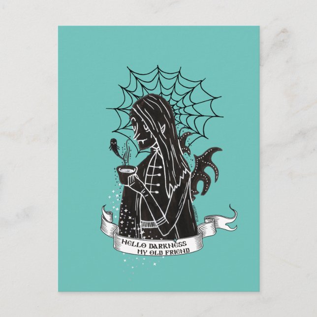 Hello Darkness Vamp Goth w/Black Coffee T-Shirt Postcard (Front)