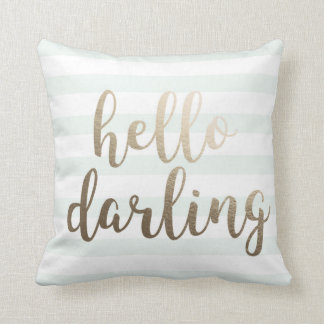 Hello Darling Blue Striped Throw Pillow