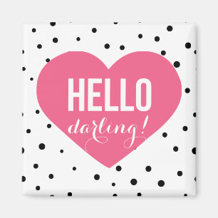 Hello Darling Heart   Polka Dots Magnet