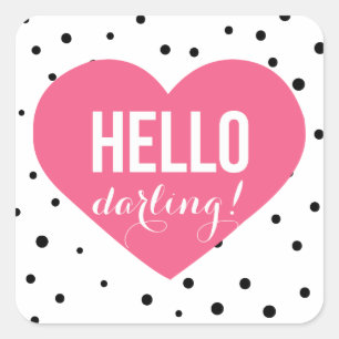 Hello Darling Heart   Polka Dots Sticker