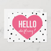 Hello Darling | Polka Dots Greeting Postcard (Front/Back)
