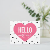 Hello Darling | Polka Dots Greeting Postcard (Standing Front)