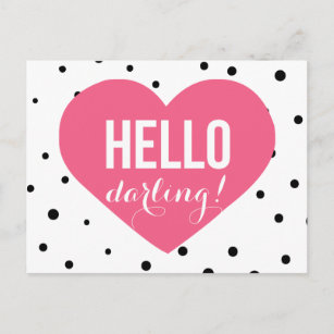 Hello Darling   Polka Dots Greeting Postcard