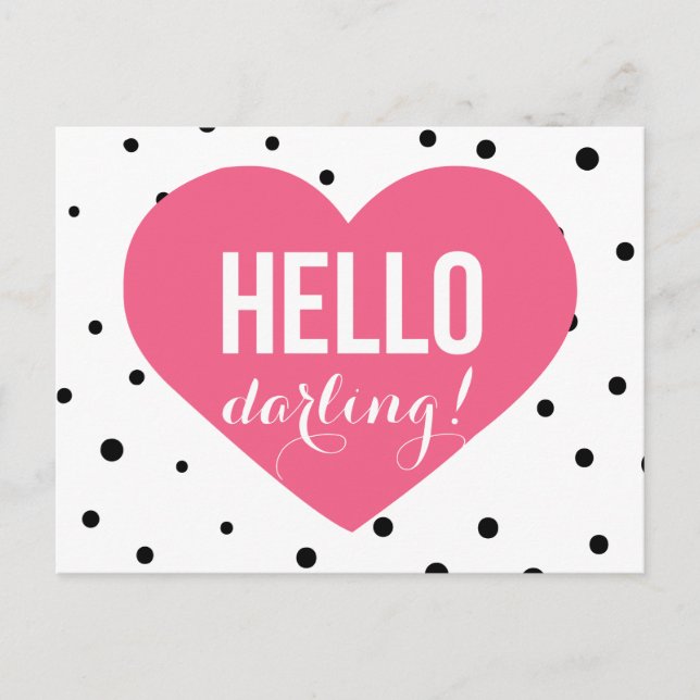 Hello Darling | Polka Dots Greeting Postcard (Front)