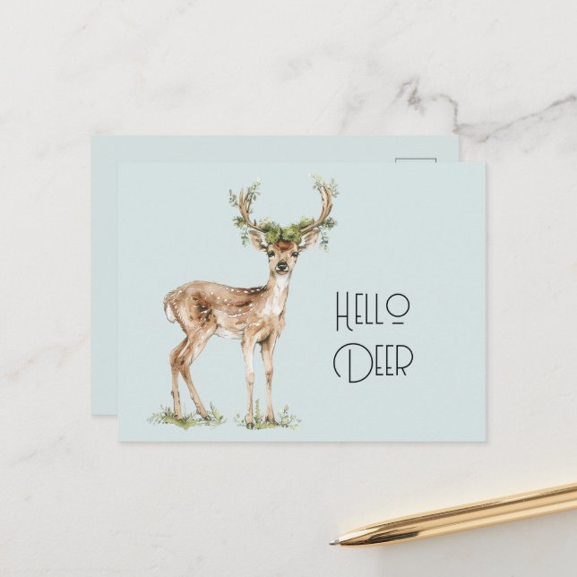 Hello Deer Postcard (Front/Back In Situ)