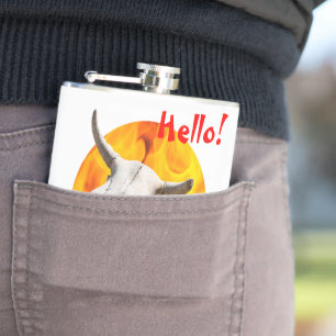 Hello! Demon's skull and fire Hip Flask