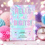 Hello Double Digits Tie Dye Neon 10th Birthday Invitation<br><div class="desc">Hello Double Digits Tie Dye Neon 10th Birthday Invitation</div>