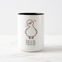 Hello Duck Mug | Cute Minimalist Duck Coffee Cup