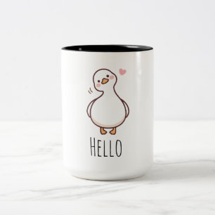 Hello Duck Mug   Cute Minimalist Duck Coffee Cup