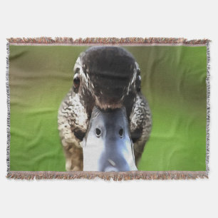 Hello Ducky Quirky Duck Portrait Throw Blanket