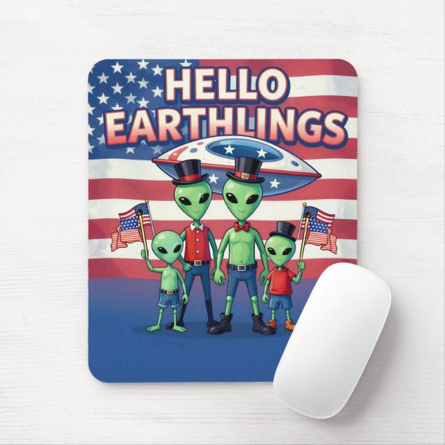 Hello Earthlings Mouse Pad (With Mouse)