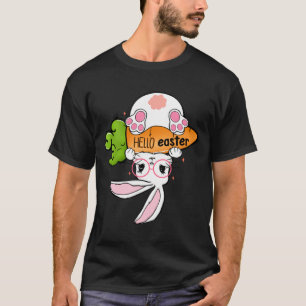 Hello Easter Reverse Bunny Retro Illustration T-Shirt