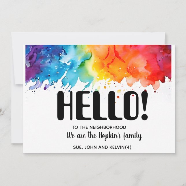 Hello, Editable We're New to the Neighborhood Invitation (Front)