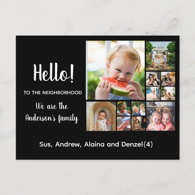 Hello,Editable We're New to the Neighborhood phot Postcard (Front)