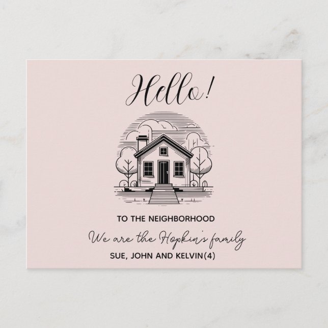 Hello,Editable We're New to the Neighbourhood phot Postcard (Front)