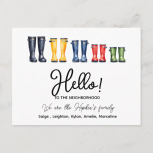 Hello,Editable We're New to the Neighbourhood Post Postcard