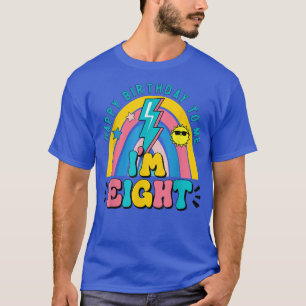 Hello Eight Rainbow I Am 8 Year Old Happy Birthday T-Shirt