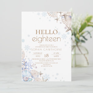Hello Eighteen Soft Minimal Elegance Birthday  Invitation