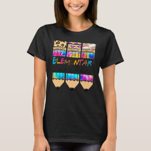 Hello Elementary Leopard Tie Dye Pencil Cute Teac T-Shirt