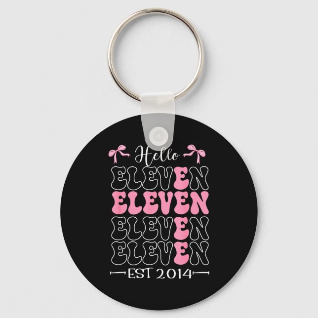 Hello Eleven Est 2014 11th Birthday Girl Coquette  Key Ring (Front)