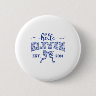 Hello Eleven Est 2014 Coquette Bow 11th Birthday G 6 Cm Round Badge