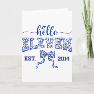 Hello Eleven Est 2014 Coquette Bow 11th Birthday G Card
