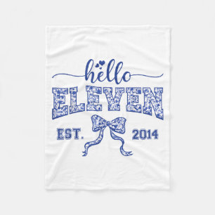 Hello Eleven Est 2014 Coquette Bow 11th Birthday G Fleece Blanket
