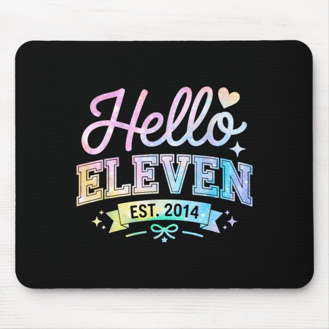Hello Eleven Est 2014 Coquette Bow 11th Birthday G Mouse Pad (Front)