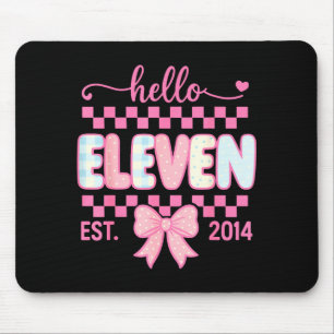Hello Eleven Est 2014 Coquette Bow Happy 11th Birt Mouse Pad