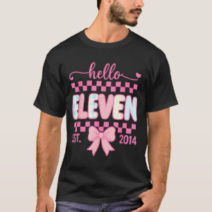 Hello Eleven Est 2014 Coquette Bow Happy 11th Birt T-Shirt