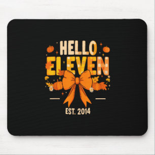 Hello Eleven Est 2014 Coquette Bow Pumpkin Fall 11 Mouse Pad