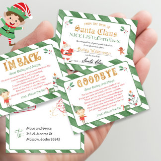 Hello Elf Goodbye Elf Nice Certificate North Pole