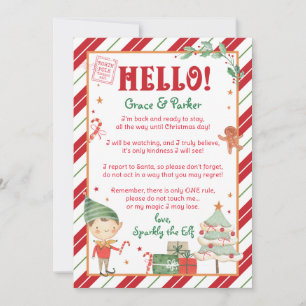 Hello Elf Letter Welcome Back Personalise & Print Invitation