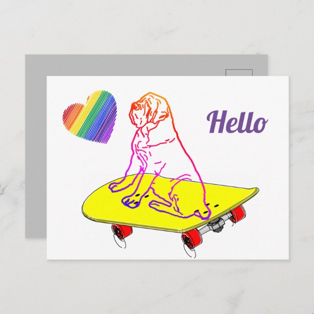 Hello English Mastiff Dog on vacation Postcard (Front/Back)