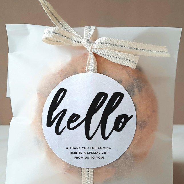 Hello | Event Welcome Favour Classic Round Sticker (Creator Uploaded)