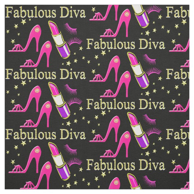 HELLO FABULOUS DIVA PINK HIGH HEELS FABRIC (Swatch)