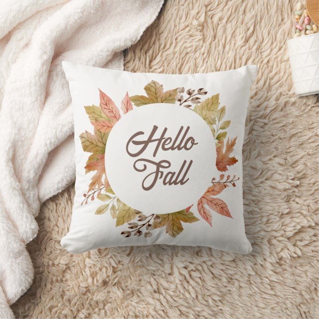 Hello Fall Autumn Country Farmhouse Cushion (Blanket)
