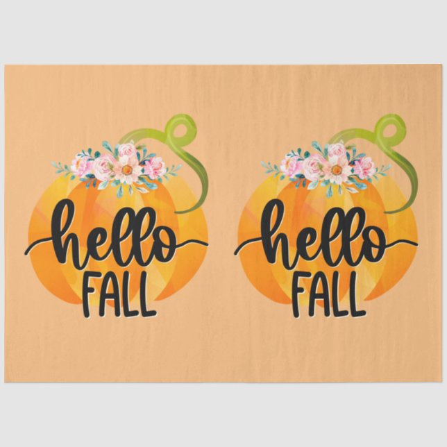Hello Fall Autumn Customise Colour Tissue Paper (Front)