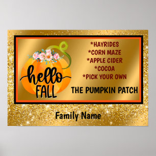 Hello Fall Autumn Customize Text and Color Poster